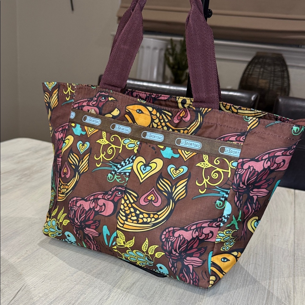 Lesportsac Brown and Yellow Patterned Tote